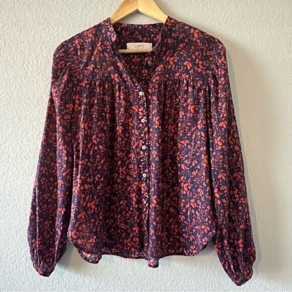 Loft Shimmer Floral Blouse Women’s Size Small - Picture 2 of 10